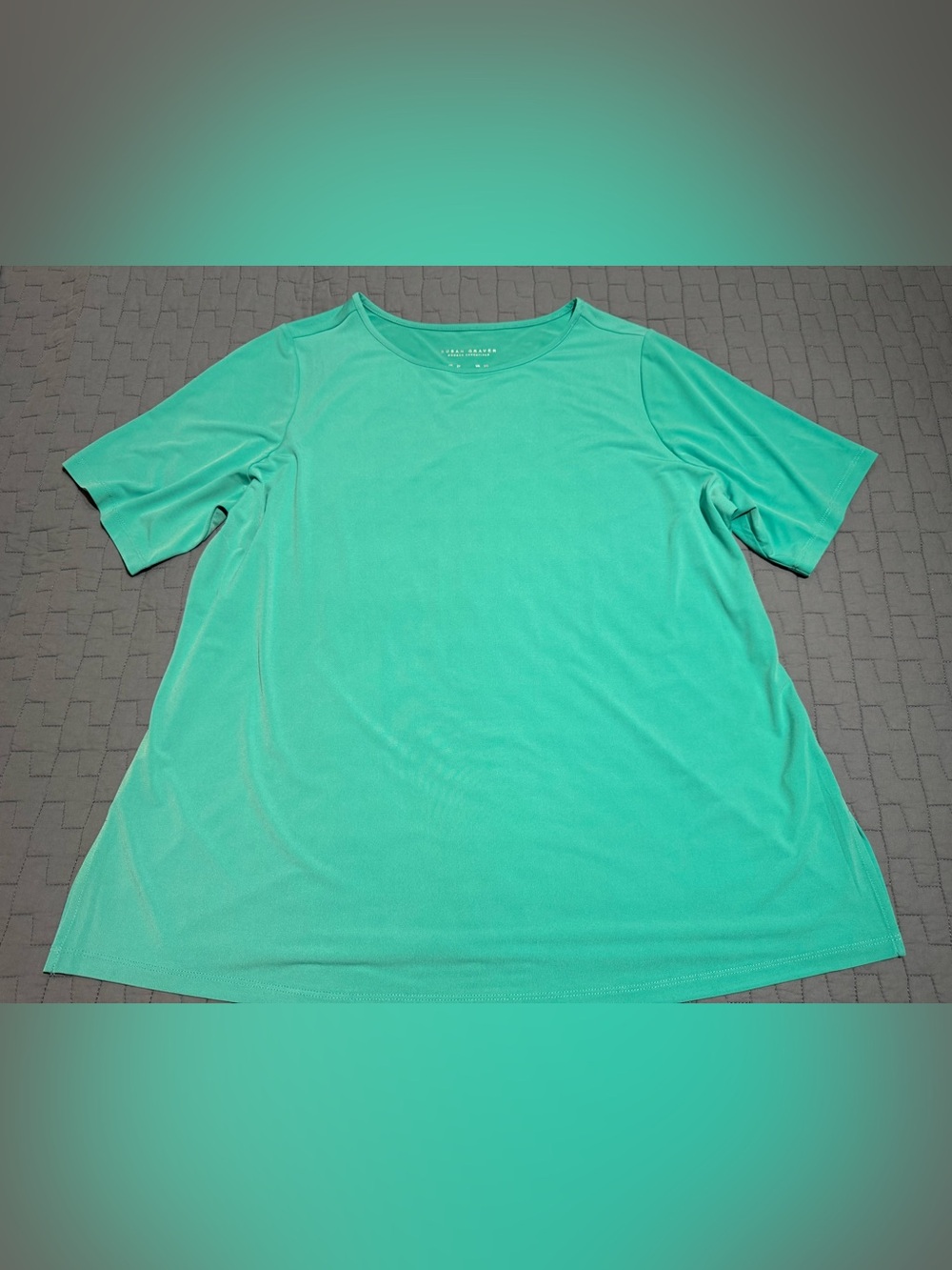 Susan Graver Short Sleeve Crewneck Shirt - Turquoise